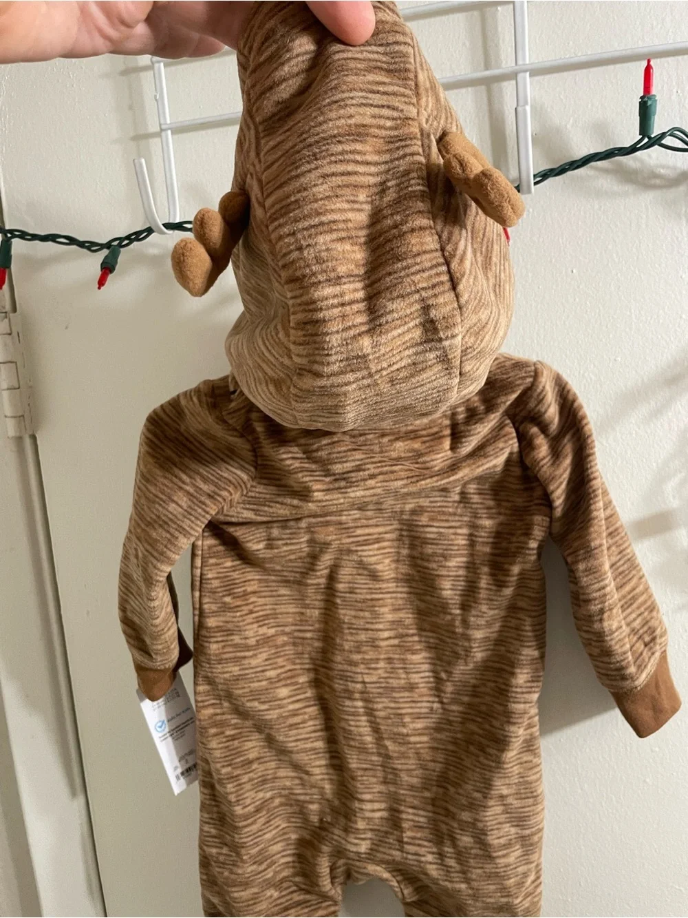 NWT Carter's Just One You Holiday Reindeer Jumpsuit White Brown 6 Months 6M